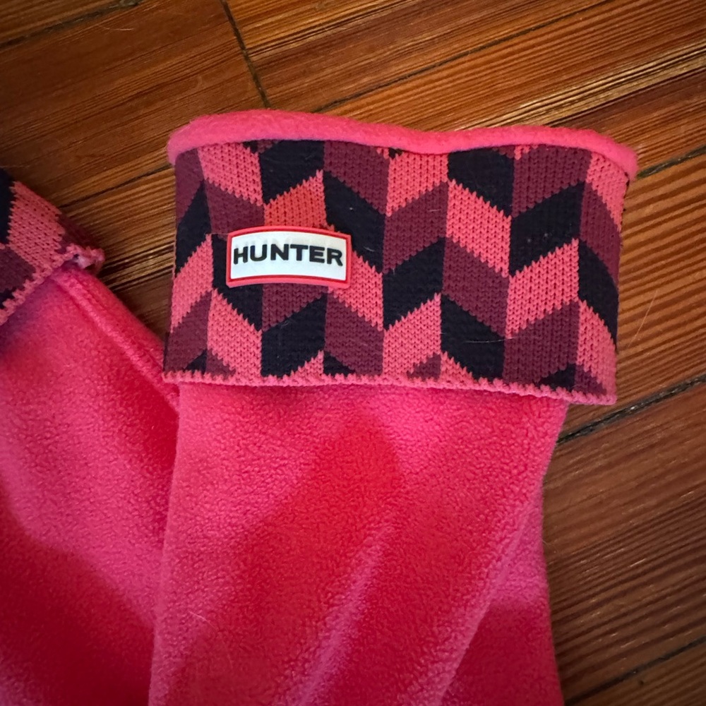 Hunter Fuchsia Boot Socks with Patterned Cuff - Picture 2 of 4
